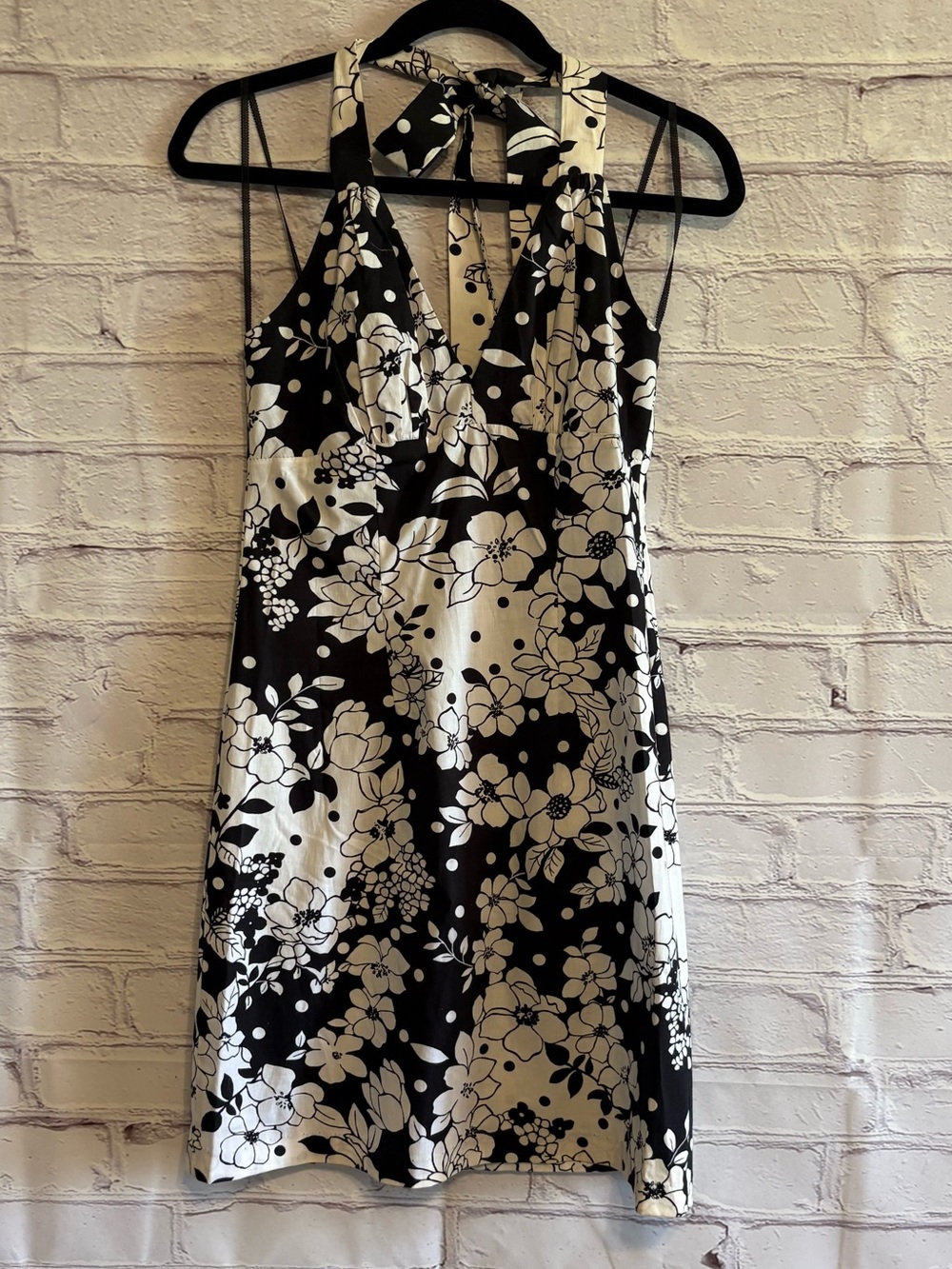 City Triangles Black & White Floral Halter Mini Dress
